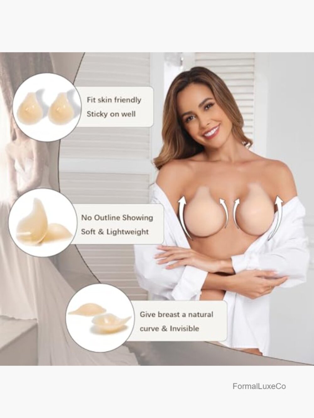 Added Lift Seamless Ultra-Thin Nipple Covers Sticky Push Up Bra Pasties Women - Picture 5 of 7